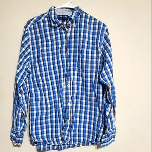 Tommy Hilfiger Blue and White‎ Plaid Men's Shirt